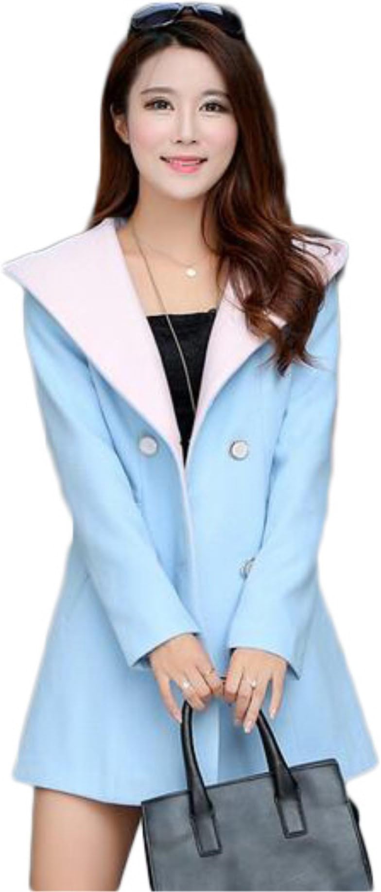 JuimRi Women's Slim Warm Hoodie Long Woolen Coat Winter Jacket Overcoat