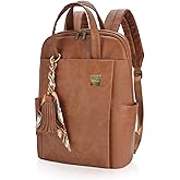 Laptop Backpack for Women Slim Travel - Laptop Bag Computer Case Fit up to 15.6-inch Notebook Lightweight Medium Size Purse for Work Bookbag Water-resistant Business Fashion Stylish PU Leather Brown