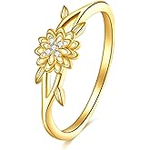 KECHO 14K Gold Lotus Ring for Women Lotus Flower Rings Yoga Ring Lotus Jewelry Birthday Mothers Day Gifts for Mom Men