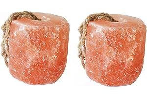 kathson Himalayan Salt Lick Salt Block on Rope for Horse Animals Mineral Salt Licks Natural Pink Licking Salt for Horses Deer Cattle Sheep and Other Livestock (2 Pcs,4.8-6.6 lbs)