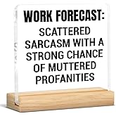 Funny Office Desk Decor Sign, Humorous Work Forecast Clear Desk Sign Cubicle Decor, Sarcastic Office Gifts for Coworkers Colleagues Boss 4x4 Inch