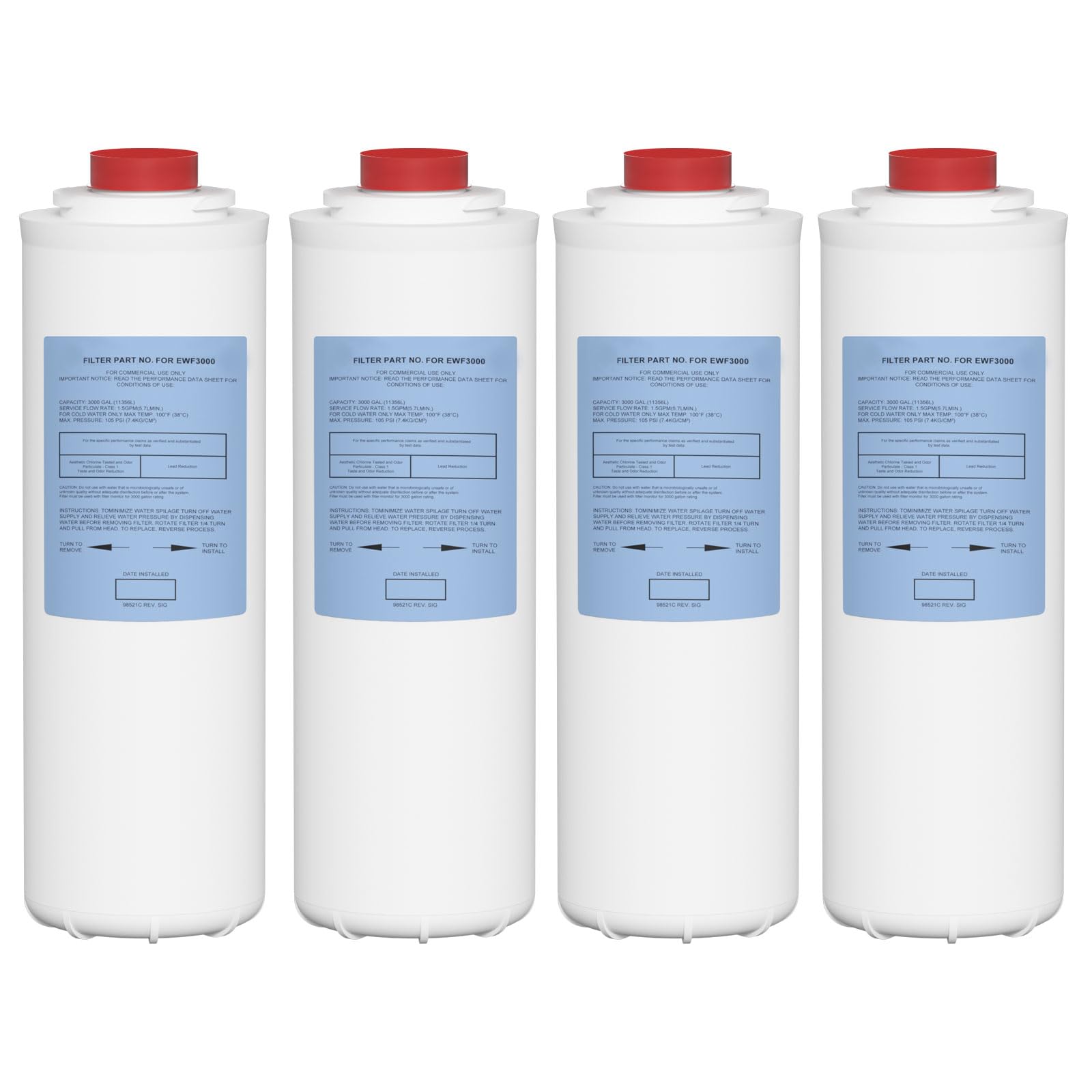 Photo 1 of 51300C Water Replacement Filter Compatible with Elkay 51300C EWF3000, and Ezh20 Bottle Filling Station, 3000 Gallon Water Filter Replacement for ERF750, 51299C, 55898C (No Chip) 4 Pack