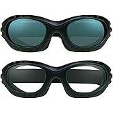Bikershades Motorcycle Safety Riding Goggles Men Women. Polarized Lens, Smoke, Mirrored Blue or Orange, Clear Yellow Lenses