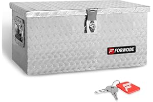 FORWODE 20 Inch Truck Bed Tool Box Aluminum Heavy Duty Trailer Tool Box for Pickup Truck Bed RV Toolbox with Handle and Lock - Silver