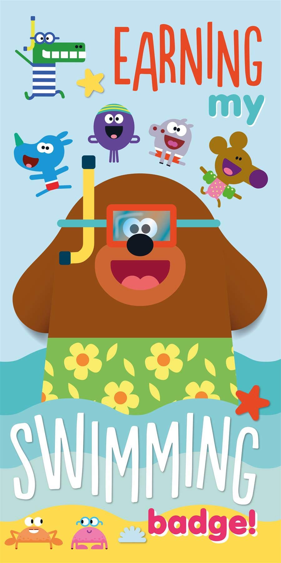 Hey Duggee Official Beach Towel | Swimming Badge Design Super Soft Towel | Perfect for Swimming, The Beach Or Bath Time, Multi, 140 x 70cm
