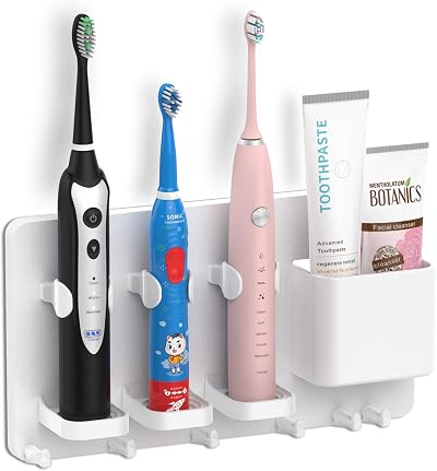 simpletome Electric Toothbrush Holder Wall Mounted Organizer ABS White