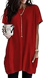 Red Tunic Tops to Wear with Leggings Business Women