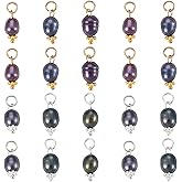 KISSITTY 20pcs Natural Pearl Charms Black Color Cultured Freshwater Pearls Dangle Beads Pendants for DIY Necklaces Earrings Bracelets Crafts Key Chains Jewelry Making