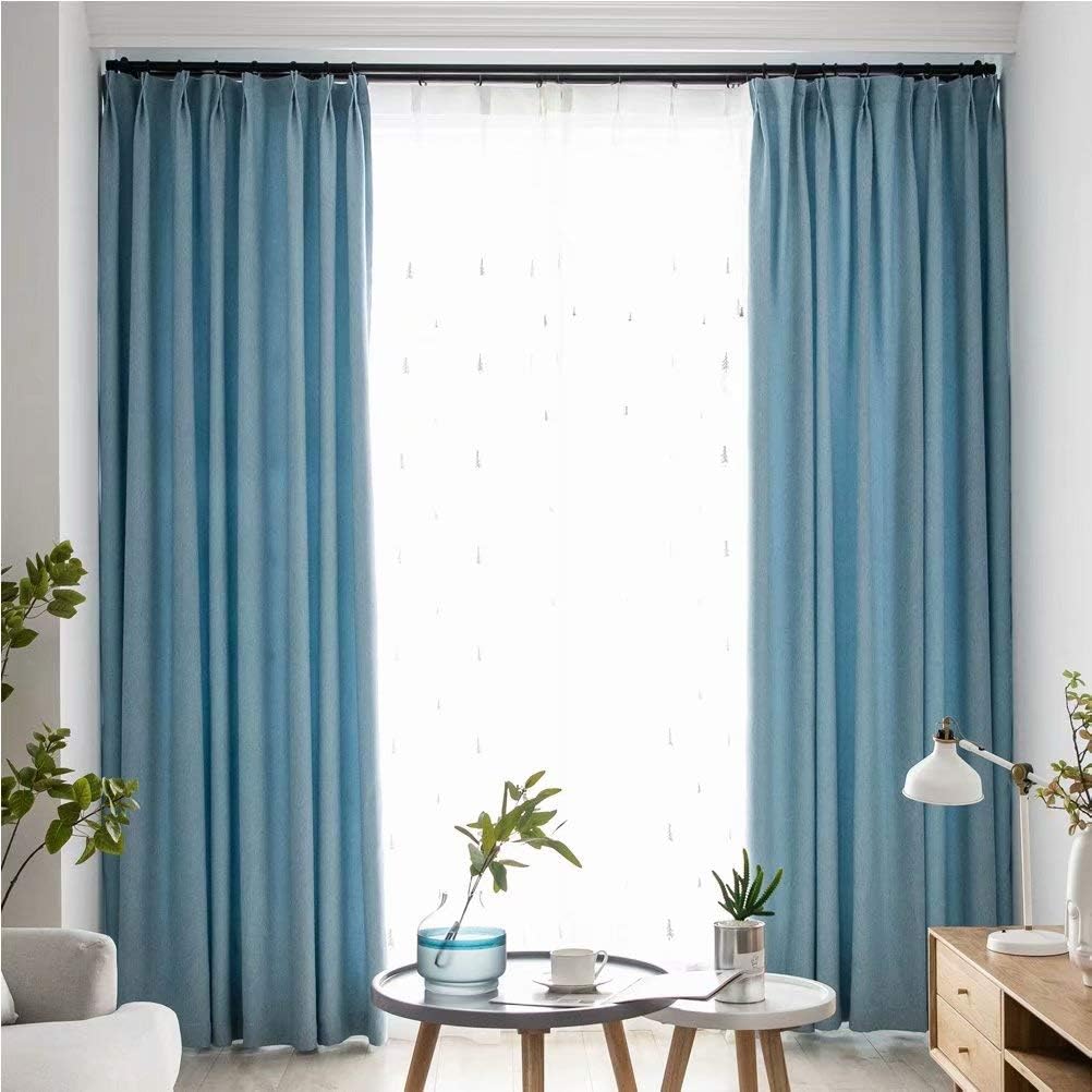 MacoHome Sky Blue Extra Wide Bedroom Curtain Grommet