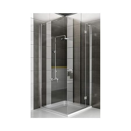 Premium Eck-Duschkabine 80x80x200 cm mit Nano Beschichtung aus ESG Sicherheitsglas 6 mm und Schwingtür, Eckeinstieg Duschabtr