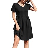nclook Womens Summer Casual Dresses Short Sleeve V Neck Dress with Pockets