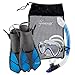 Seavenger Diving Dry Top Snorkel Set with Trek Fin, Single Lens Mask and Gear Bag, L/XL - Size 9 to 13, Gray/Clear Blue