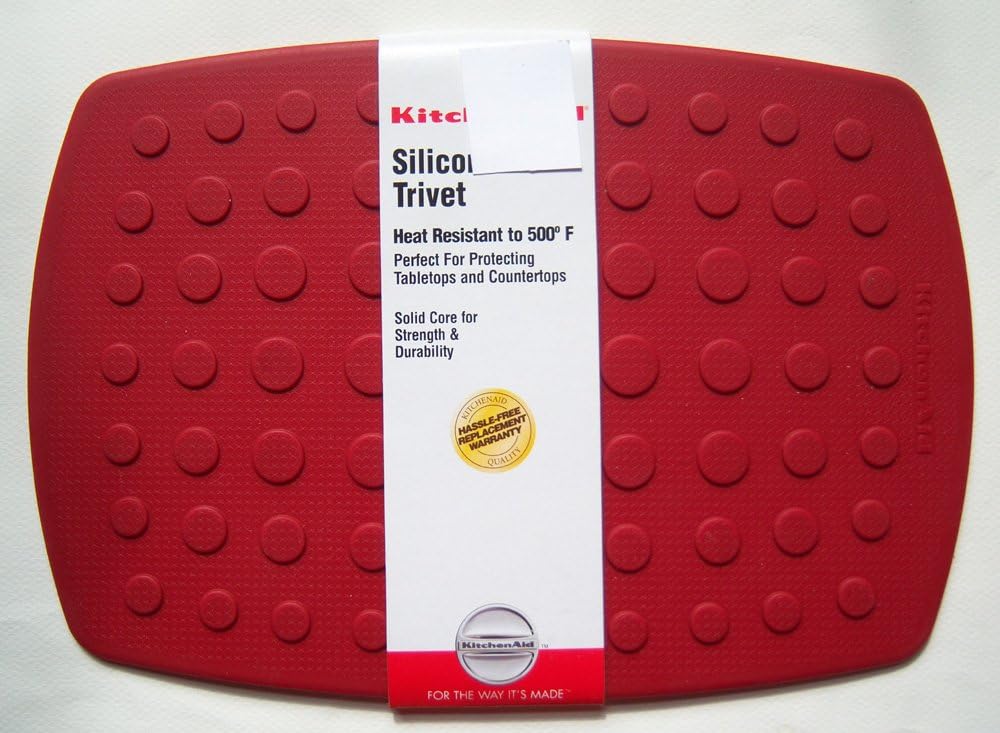 KitchenAid Red Rectangle Silicone Trivet with solid core Amazon.co.uk