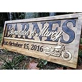 Personalized Motorcycle Gifts Motorcycle Wedding Sign Harley Davidson Sign Personalized Couples Gift Wood Family Name Custom Last Name Sign