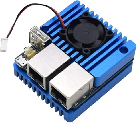 Yuehuam Carcasa de Aleación de Aluminio con Ventilador para Nano Pi R2s