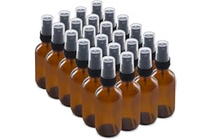 The Bottle Depot - 24 Pack - 2 oz Glass Spray Bottle - Clear Amber - 20-400 Neck Finish - Boston Round Bottles - UV Rays Protection