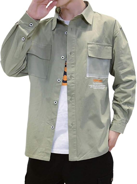 Amazon シャツ メンズ 長袖 コーデ カジュアル 大きいサイズ おしゃれ オックスフォード シャツ メンズ かっこいい シンプル春 秋 冬 601 Green 6xl シャツ 通販