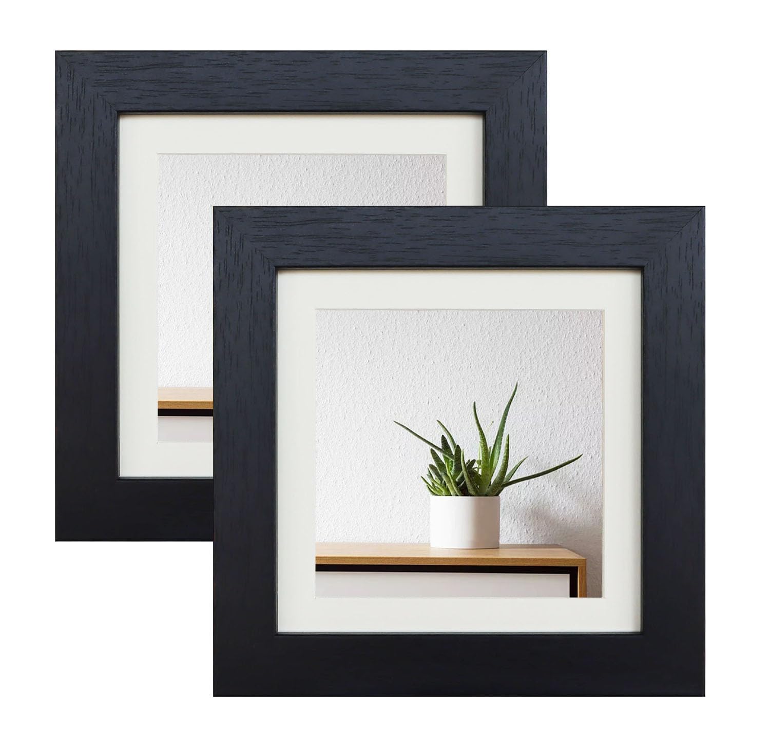 5×5" Photo Frames Black MDF Square Picture Frames for Photos 3.5 X 3.5 inches with Mat or 5 X 5 without Mat, Set of 2 with Acrylic Glass For Wallmounted & Desk Top — image 1