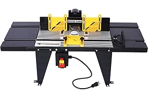 NANBERONE Electric Router Table, Universal Benchtop Router Tables Top with Steel Stand & Adjustable Fence Wood Working Router Table Precise Routing Table Craftsman Tool for Woodworking, Black
