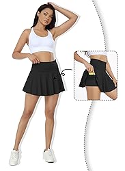 Black Pleated Skirt Skorts Tennis Outfit for Women