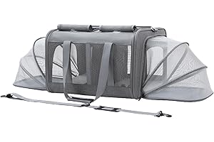 Cat Carrier for 2 Cats, Expandable Extra Large Carrier Foldable Double Cat Carriers with Compartments Multi Two Pet Carriers 