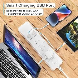 6 Ft Power Strip Surge Protector with 3 Widely