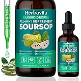 Herbavita Soursop Bitters Liquid Drops 10 in 1 with Sea Moss, Moringa, Turmeric, Black Seed Oil, Oregano, Ashwagandha, Herbal Extracts for Overall Health-Enhancing,Boost Immunity,Heart Health,2 Fl Oz