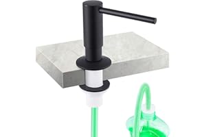 SAMODRA Kitchen Sink Soap Dispenser, Brass Pump Black Matte Built in Design with 39” Extension Tube Directly to Soap Bottle, No More Messy Refills(No Bottle)