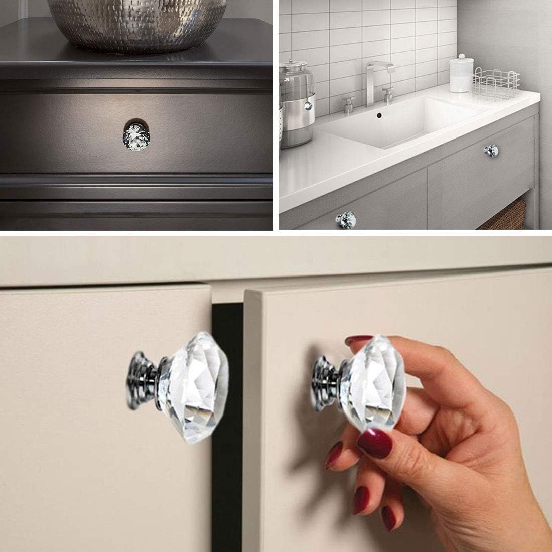 Zimo 2pcs Clear Crystal Glass Pullhandle For Cupboard Wardrobe Cabinet Drawer Home Decor Door Pull Handles 30 Pcs Drawer Knobs Amazoncom