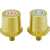 Ampper M6 Thread Male Brass Battery Terminal Charging Posts, M6 Battery Post Adapter (+/-) for Extension, Pack of 2