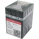 GROZ-BECKERT Needle in CKPSMS Clear Plastic Box-100 GROZ-BECKERT GEBEDUR 134 MR / 135X5 MR Titanium Quilting Machine Needles (100PCS Groz-Beckert-134MR 18/110)