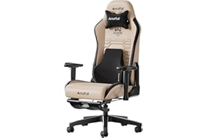 AutoFull C3 Gaming Chair, Racing Style Gaming Chair with Ergonomic Lumbar Support,Adjustable High Back PU Leather PC Chair with Footrest,Brown