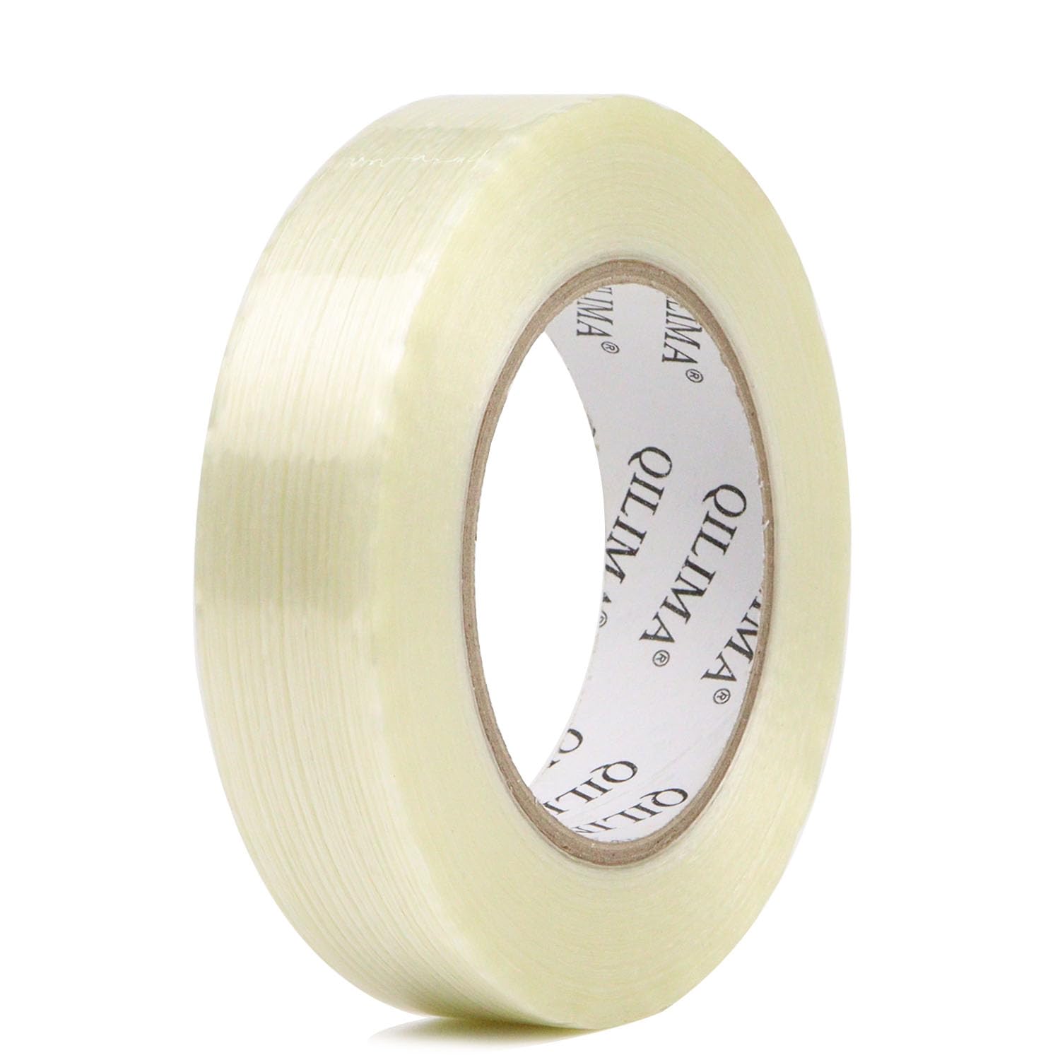 QILIMA Extra Strong Filament Tape,Clear Filament Strapping Tape,Fiberglass Tape,Heavy Duty Tape（25MM X 50M）