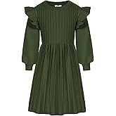 Danna Belle Girls Sweater Dress Lantern Sleeve Ruffled Fall Winter Dresses 5-12Y