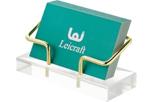 Leicraft Business Card Holder for Desk, Modern Card Organizers and Office Desk Accessories for Men and Women (Golden)