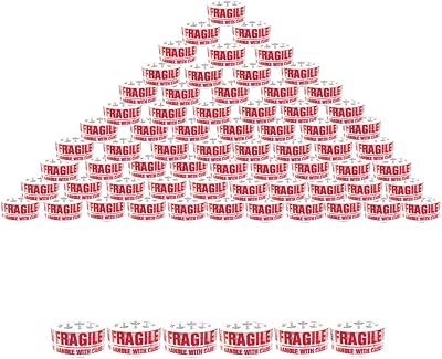 BARGAIN FACTORY Fragile Tape Roll Pack of 72 Ideal for Fragile Packaging