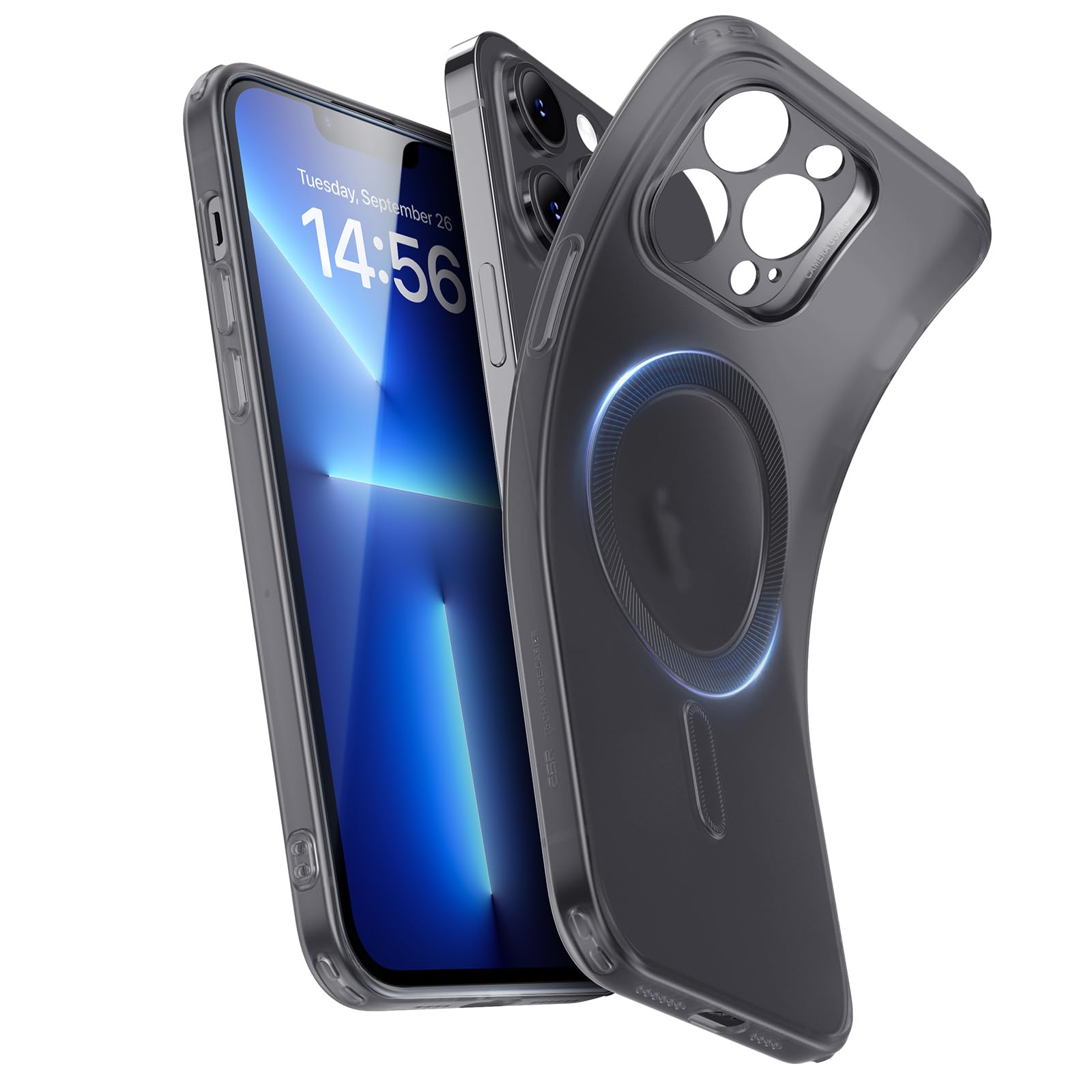 Photo 1 of ESR for iPhone 13 Pro Max Case, Compatible with MagSafe, Military-Grade Protection, Resists Yellowing and Scratches, Magnetic Phone Case for iPhone 13 Pro Max, Zero Series, Frosted Black