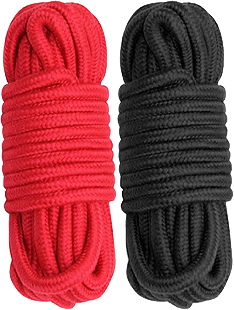 Cosymate 8mm Cotton Rope 10m Black Red Twisted Binding Knot Tying Craft DIY