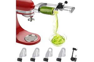 Bestand Spiralizer Attachment (5 Blades) Compatible with KitchenAid Stand Mixer, Comes with Peel, Core and Slice, Vegetable Slicer (Not KitchenAid Brand Spiralizer)