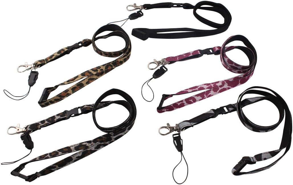Animal Print Lanyards Set of 5 Stylish Neck Straps By Grand Lanyard Bonus Badge Holder Included