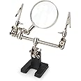 Stanz (TM) Helping Third Hand with Magnifier 2.5X Magnifying Glass Soldering Stand with Dual Adjustable Alligator Clips for W