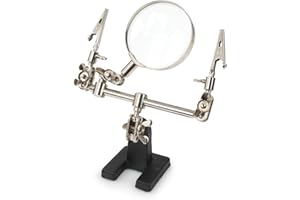 Stanz (TM) Helping Third Hand with Magnifier 2.5X Magnifying Glass Soldering Stand with Dual Adjustable Alligator Clips for W