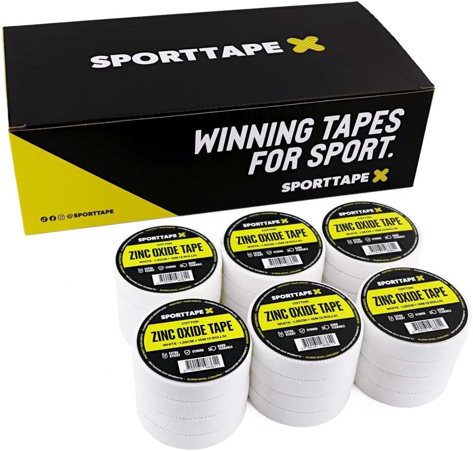 SPORTTAPE Zinc Oxide Finger Tape White 1.25cm x 10m Box of 24 Rolls