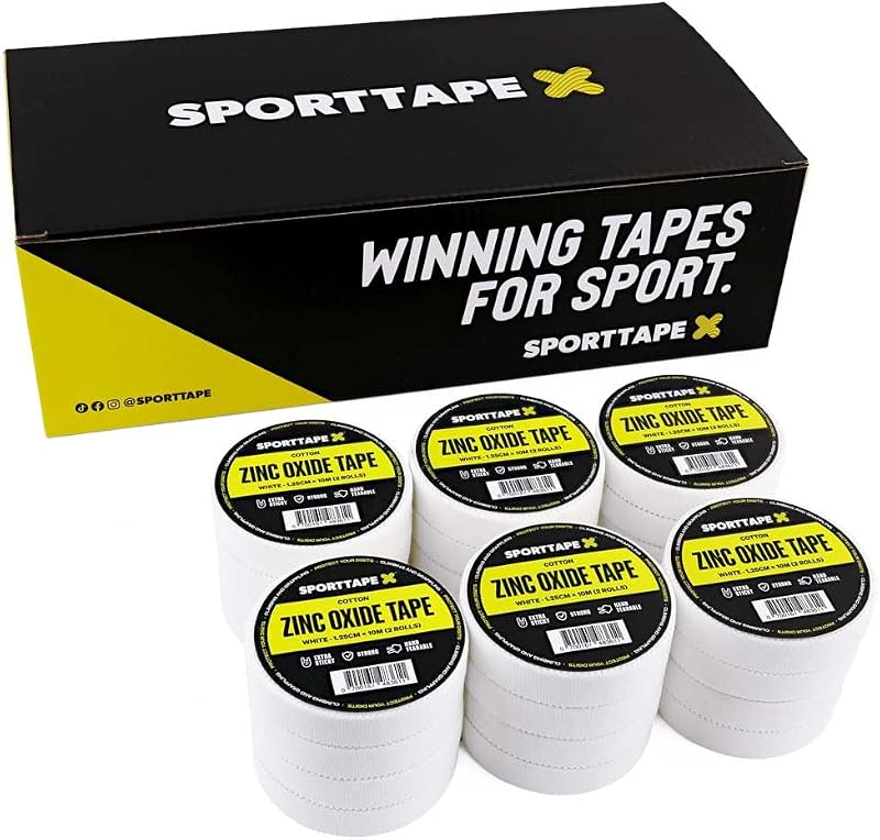 SPORTTAPE Zinc Oxide Finger Tape White 1.25cm x 10m Box of 24 Rolls