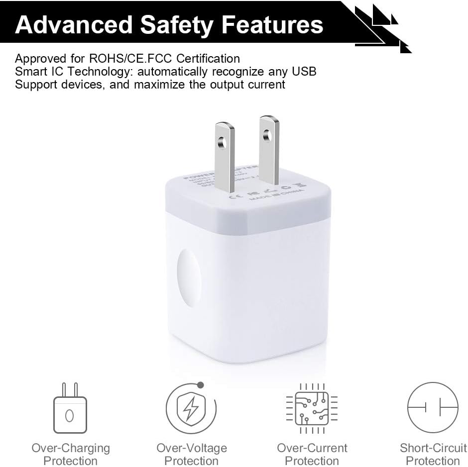 USB Wall Charger, Cube Charger 2 Port Charging Box 4Pack 2.1A/5V Home Travel Charger Plug USB Power Adapter Charging Station Base for iPhone 11 Pro Max XR XS X 8 7 6 6S Plus 5S 5, iPad, iPod, Samsung