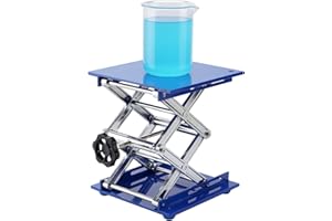 PRECIPETTE Lab Jack Stand, 6 x 6 Inch Aluminum Laboratory Scissors Jack Platform, Height Expandable Range 75mm-275mm, Load Capacity 10kg