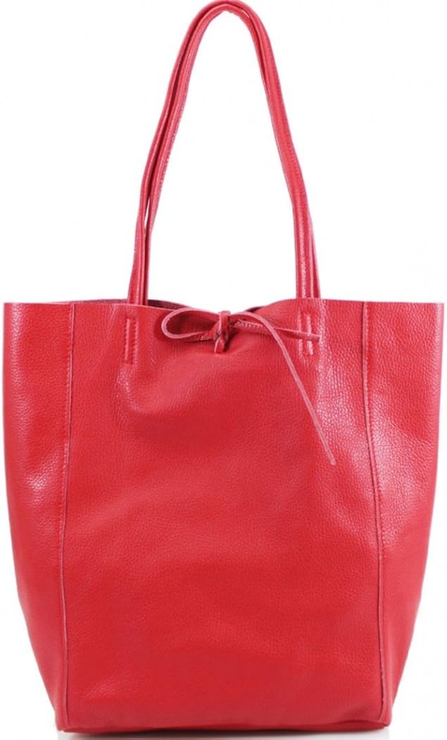 LeahWard Large Hobo Shoulder Bag, Women's Genuine Italian Hand Made Shoulder Bags, A4 College School Work Business Bags (Red)