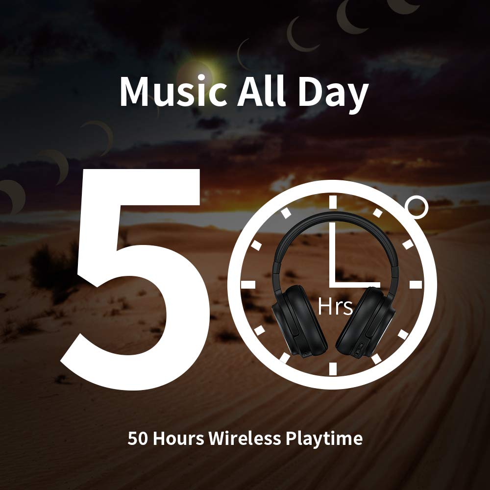 Bluetooth Over Ear Kopfhörer Noise Cancelling Wireless HiFi Bass Stereo 50 Std.Laufzeit Headset für Telefon PC TV Tablets