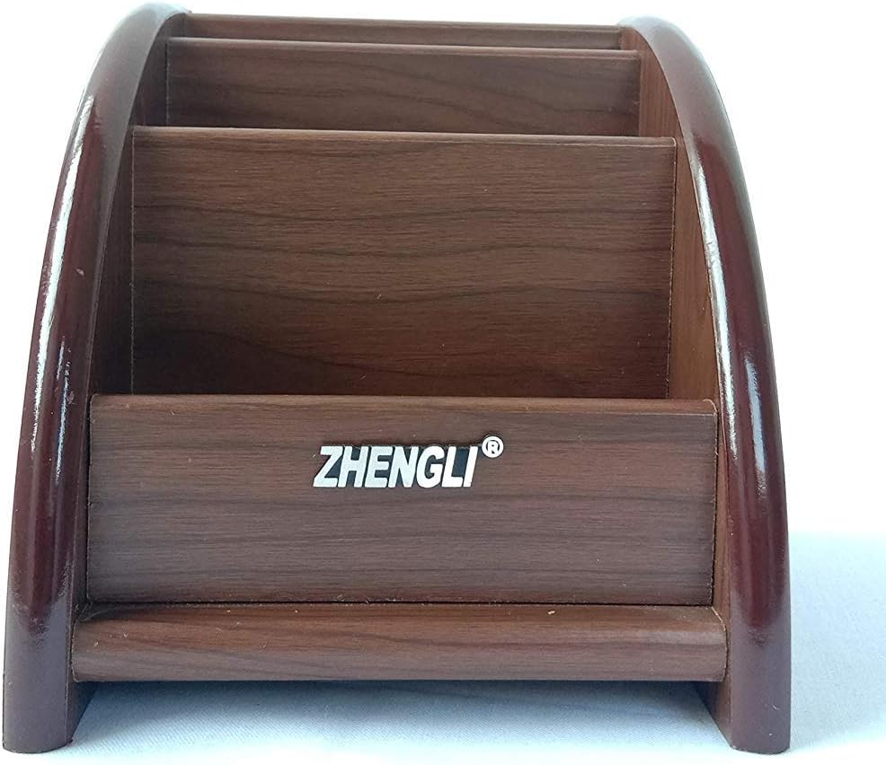 KitchenQueen Wooden Desk Organizer Pen Box Pen Stand Color: Brown