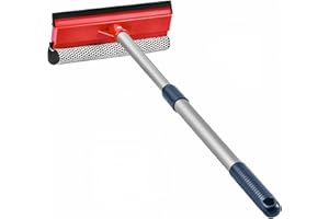 DSV STANDARD Squeegee for Window Cleaning with Long Handle, 2-in-1 Window Squeege for Home, Car Windshield, Mirror, Glass Cleaning with Extension Pole 18"-30"